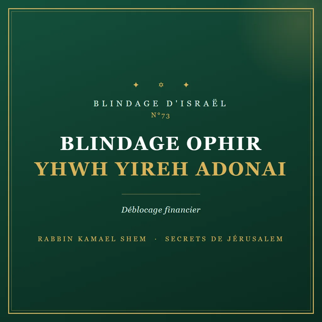 Blindage d'Israël Blindage Ophir YHWH Yireh Adonai