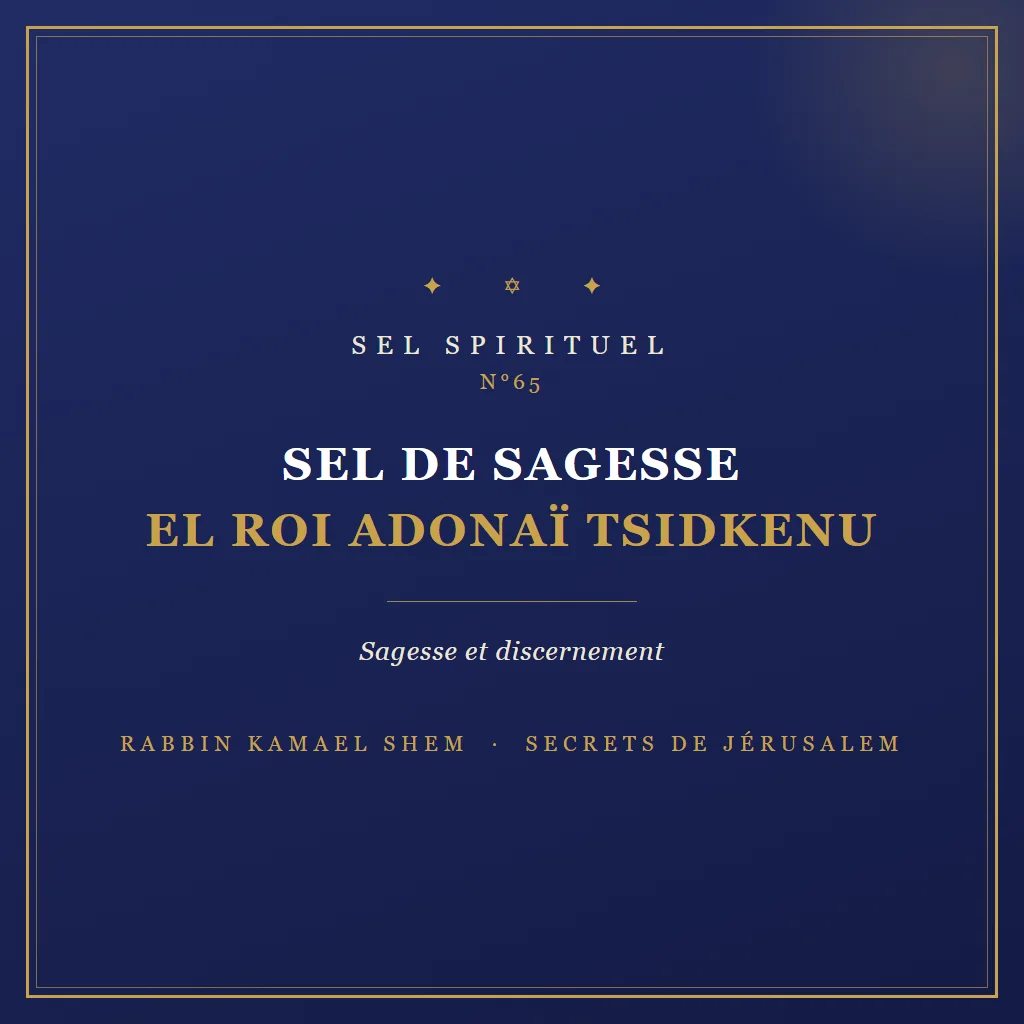 Sel spirituel Sel de Sagesse El Roi Adonaï Tsidkenu